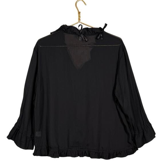Jaipur Black Sheer Ruffle Tie-Front Blouse | Romantic Goth Boho Top | Size XL - Picture 13 of 13